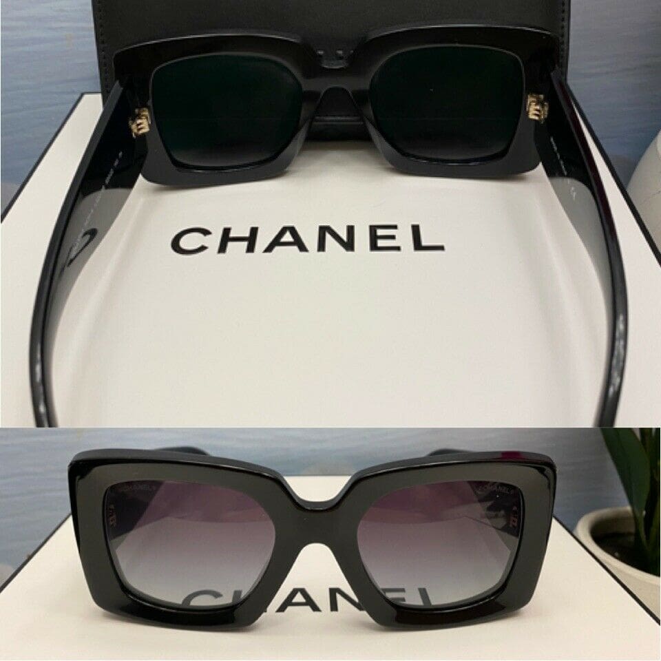 Brand New Square Chanel Sunglasses - Model 5435 BLACK - COCO CHANEL-CC Logo  - Reetzy