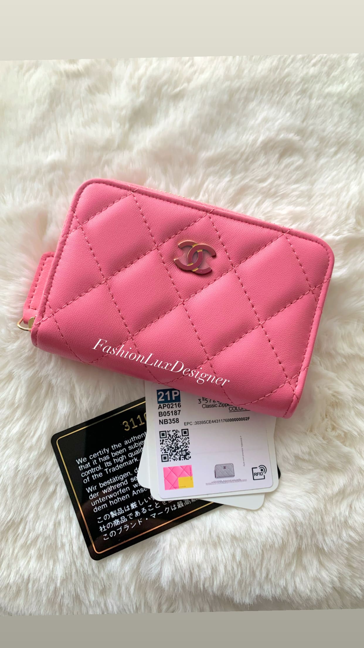 Chanel | 21P Pink Lambskin Classic Zipped Wallet - Reetzy