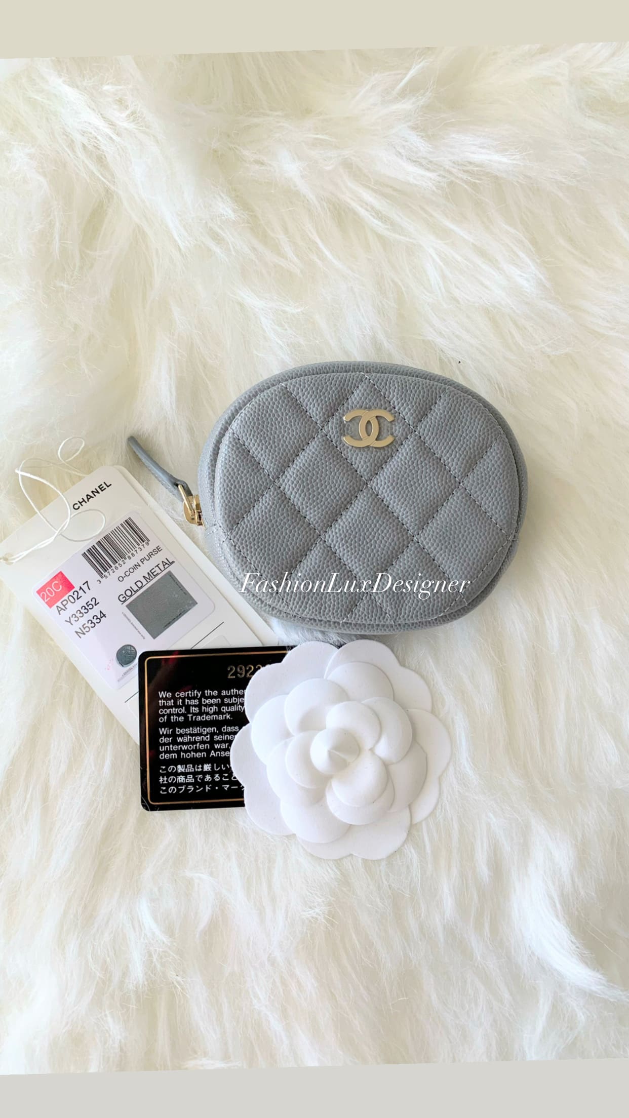 Chanel  Grey Caviar Leather O Coin Purse - Reetzy