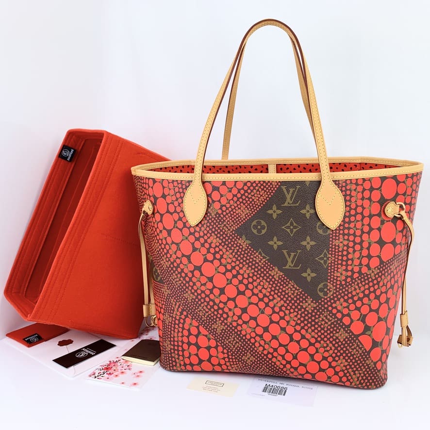 Louis Vuitton x Yayoi Kusama Neverfull MM Monogram Wave Dot Tote Bag Red  M40686