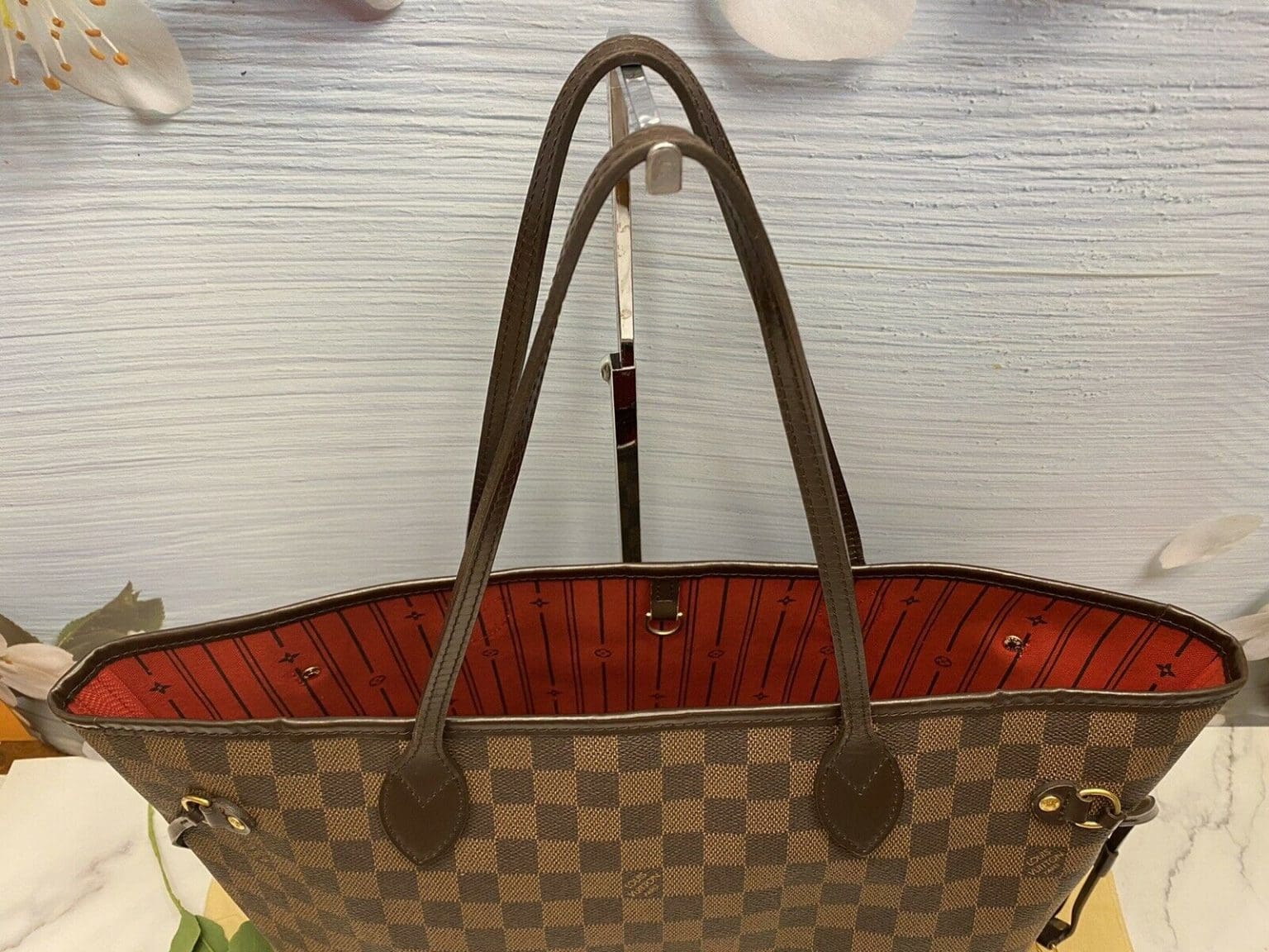 ️SOLD ️ Louis Vuitton Neverfull MM Damier Ebene Cherry Red Tote (CA3069 ...