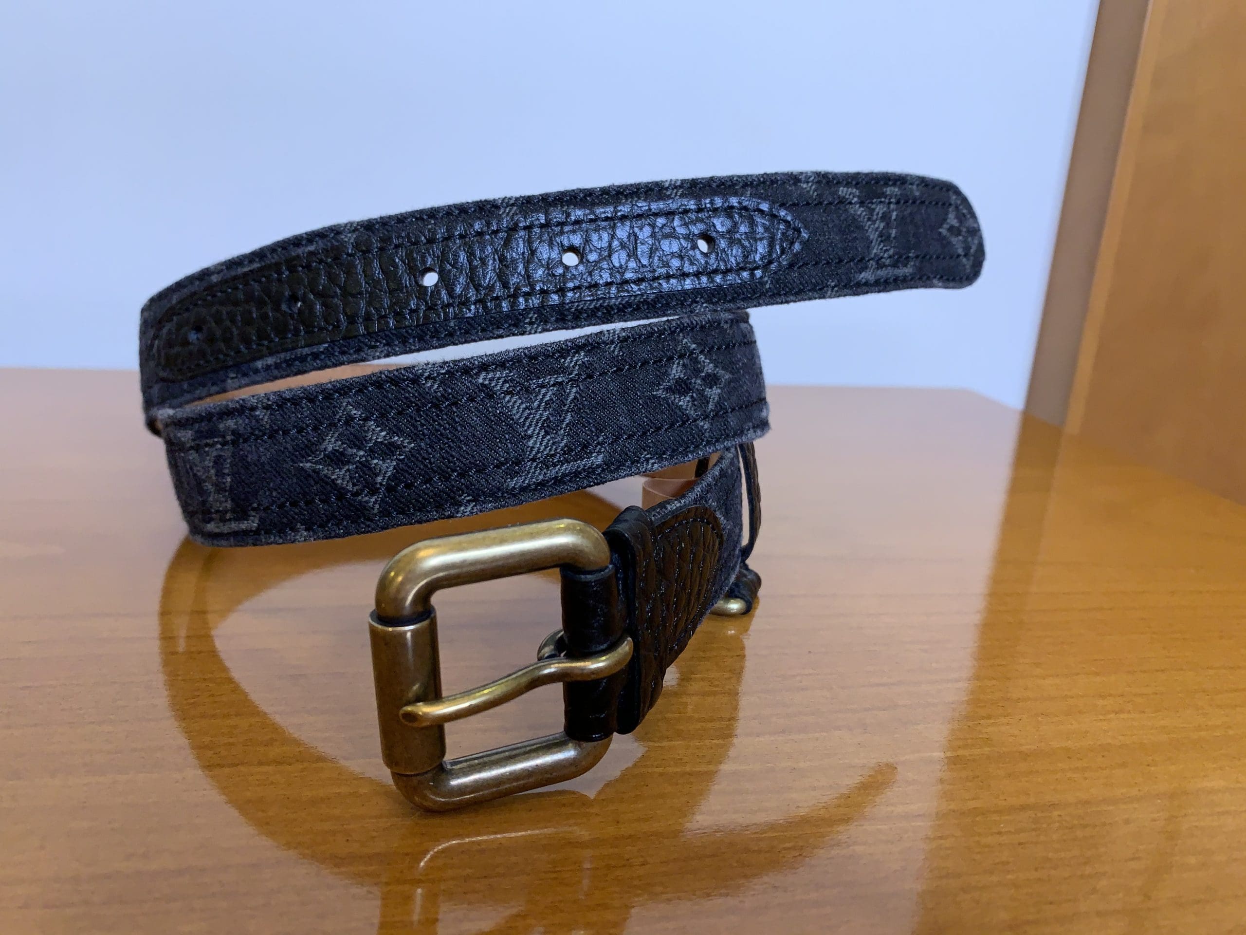 Louis Vuitton Denim Monogram Belt –