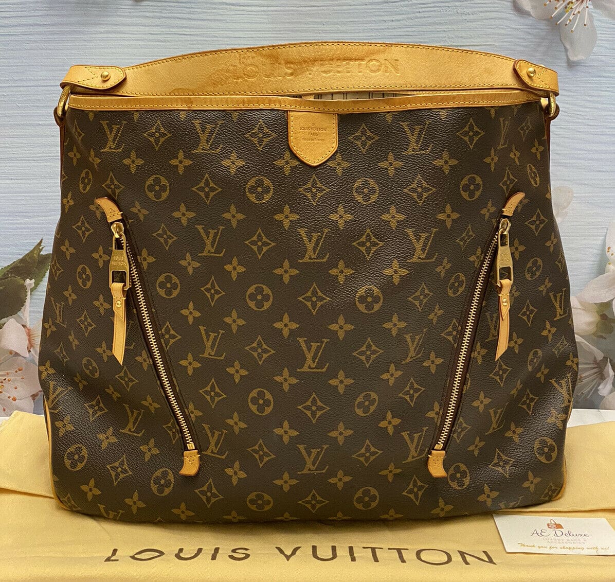 Louis Vuitton Delightful MM Monogram Beige Shoulder Bag (FL0111