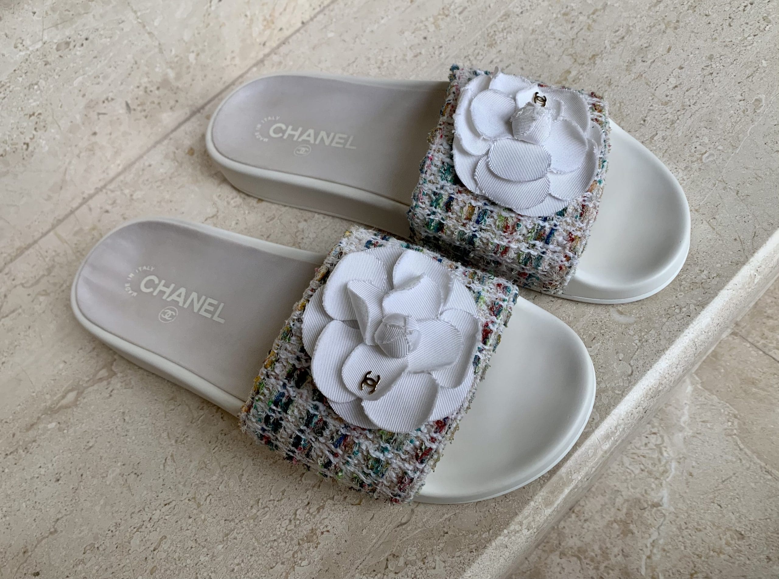 Chanel Flat Sandals tweed size 40, used - Reetzy