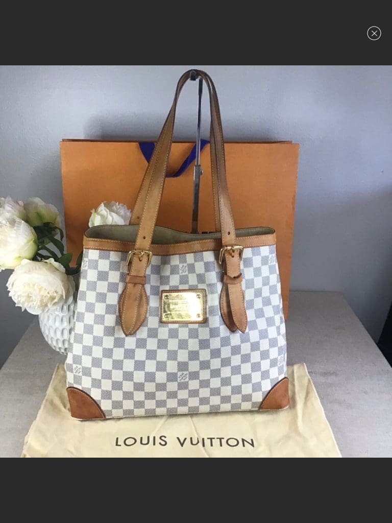 Louis Vuitton White Canvas Damier Azur Hampstead MM Tote Bag Louis