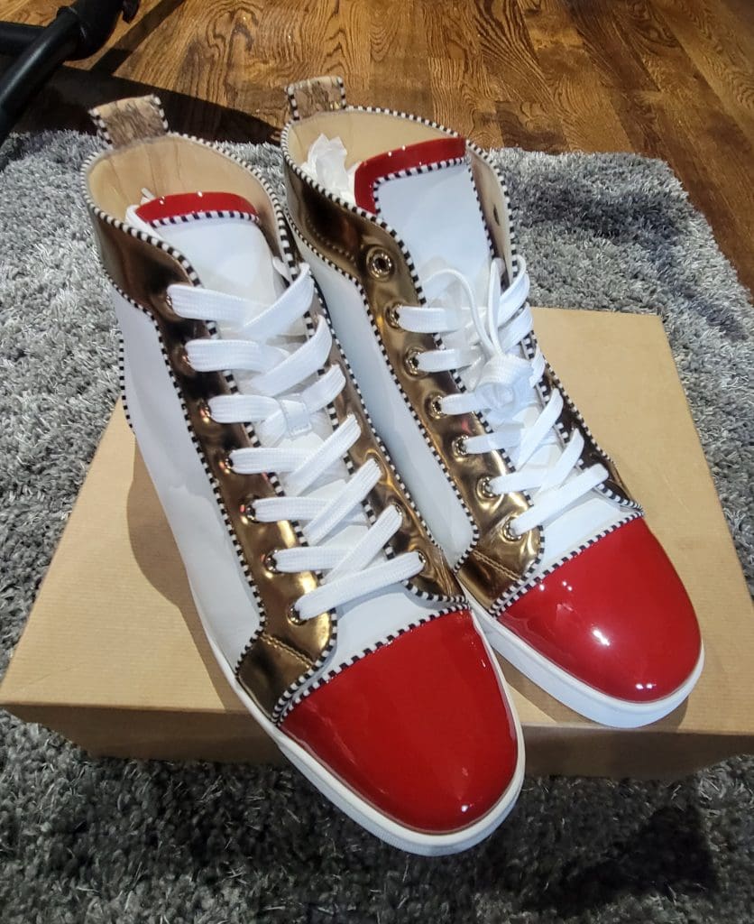 Christian Louboutin Lou Spikes Orlato Flat Veau Velours/GG 1170725