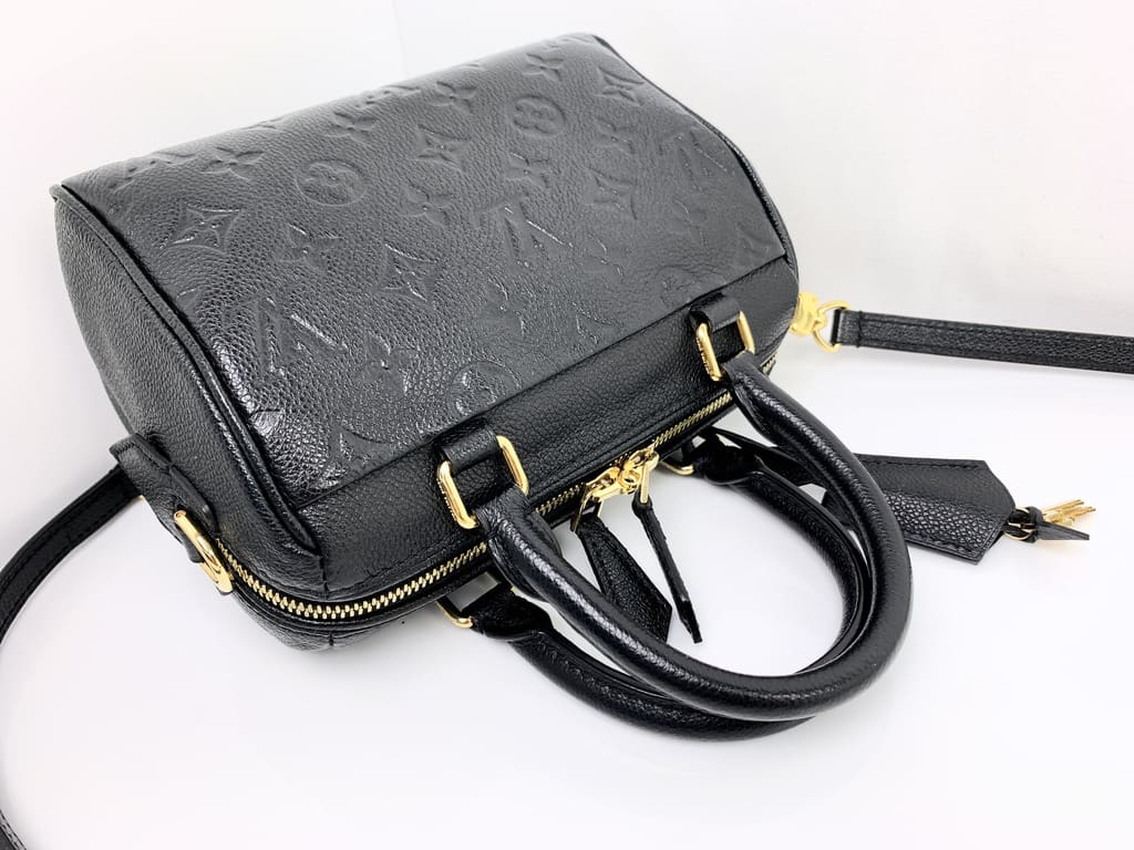 SOLD - LV Speedy Bandoulière 20 Black Monogram Empreinte Leather