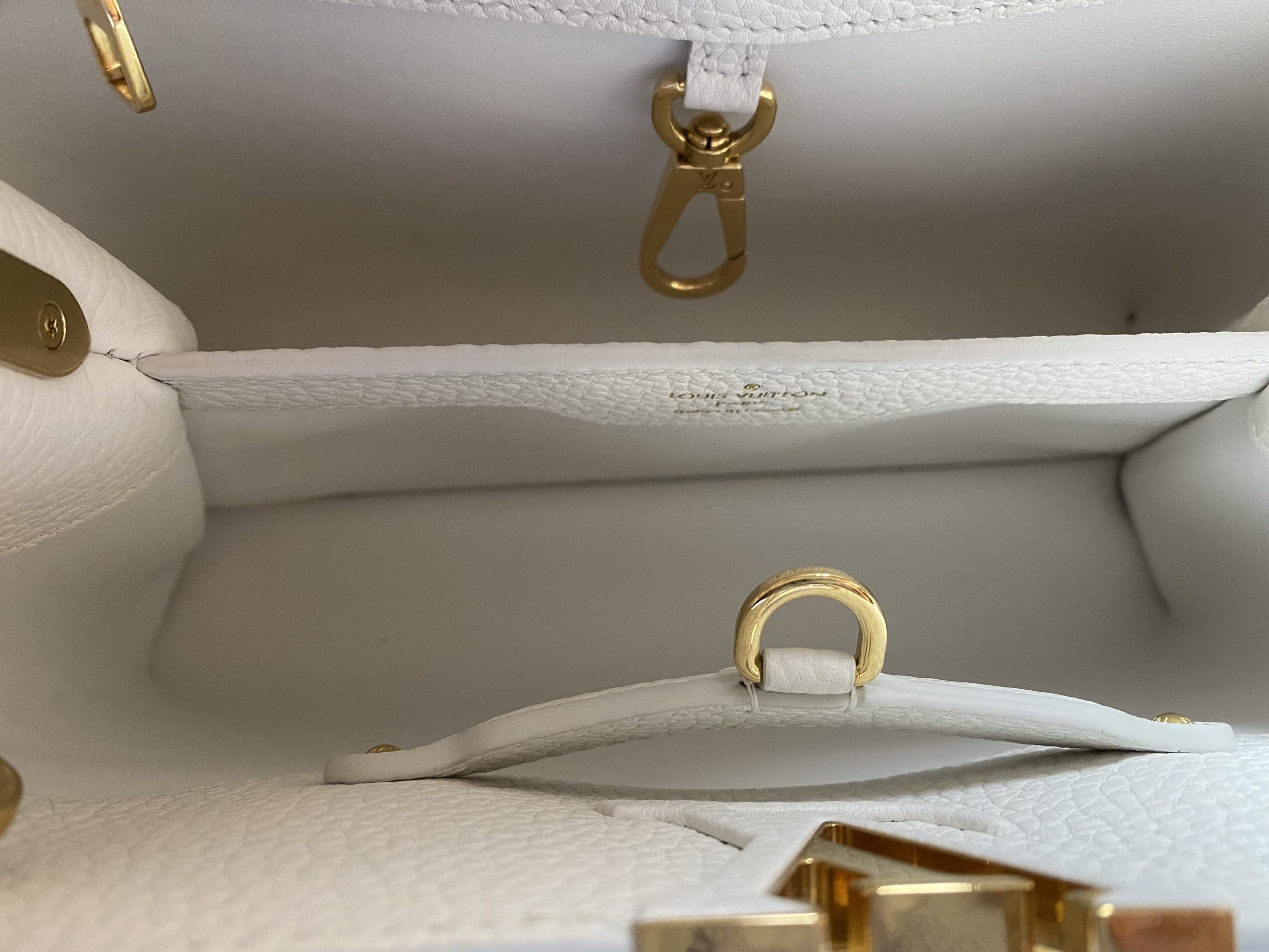 Louis Vuitton Snow White and Provence Blue Taurillon by The Pool Capucine Bb Gold Hardware, 2023 (Very Good), Womens Handbag