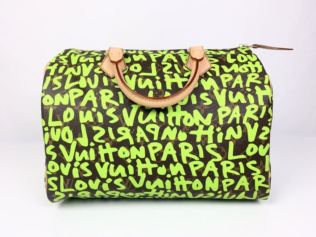 Like New) Stephen Sprouse Graffiti Speedy 30 in Neon Green (TH5008