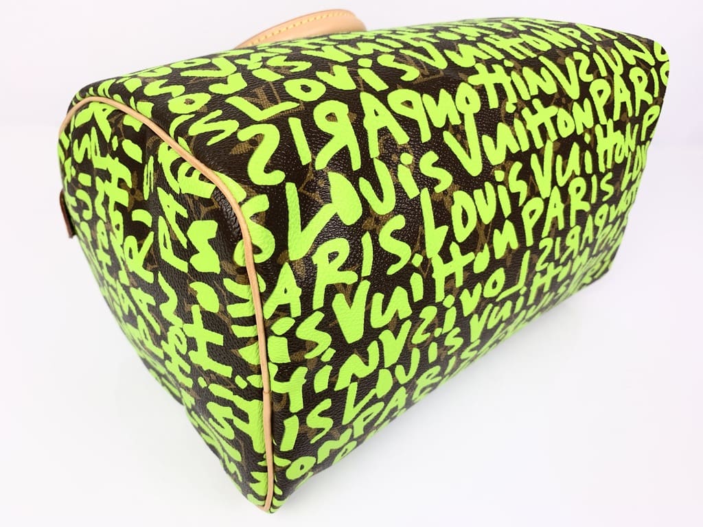 Like New) Limited Edition Stephen Sprouse Graffiti Speedy 30 in Neon Green  (TH5008) - Reetzy