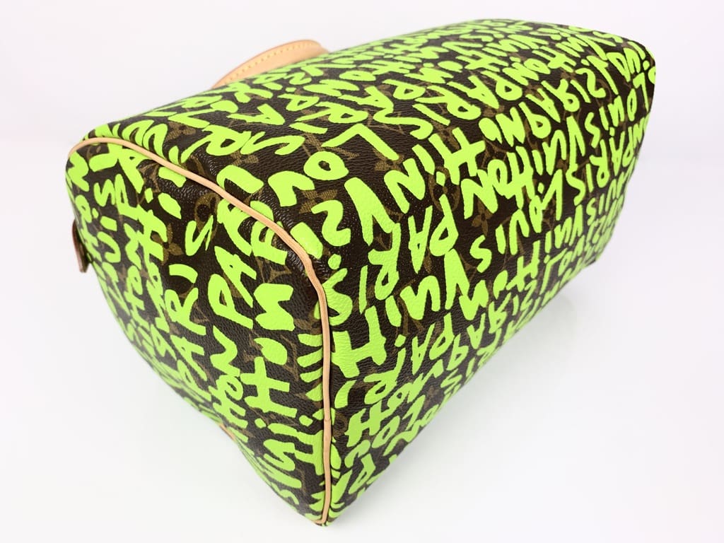 Like New) Limited Edition Stephen Sprouse Graffiti Speedy 30 in Neon Green  (TH5008) - Reetzy