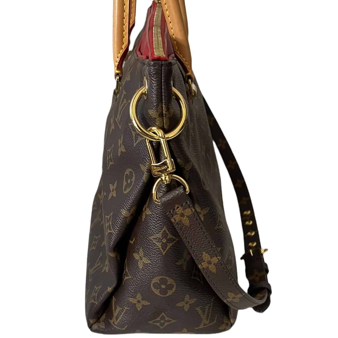 Authentic Louis Vuitton PALLAS Monogram MM Red Tote Shoulder Bag
