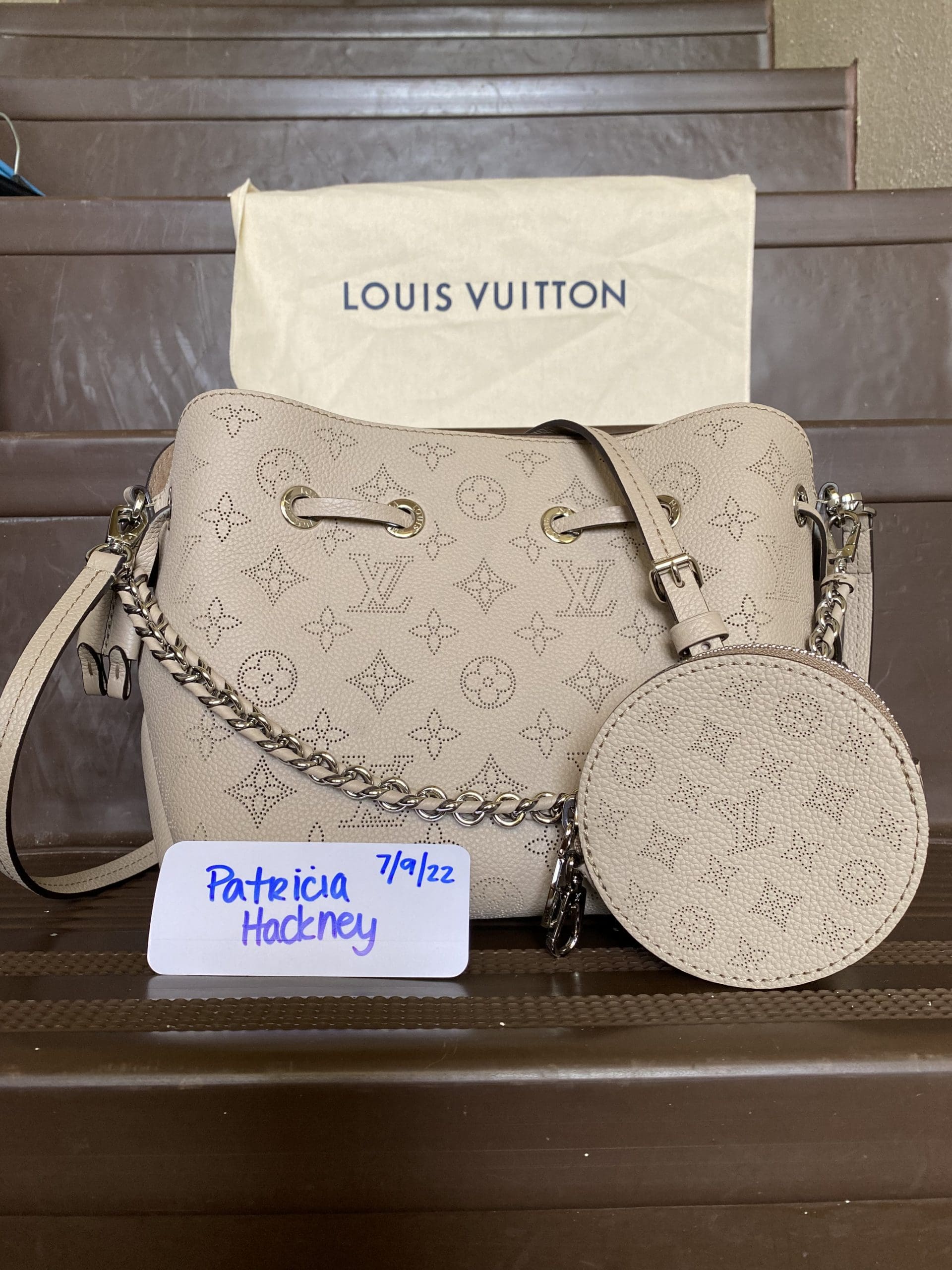 Louis Vuitton Bella Bucket Bag Galet in Perforated Calf Leather