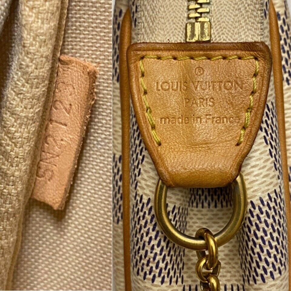 Louis Vuitton Eva Damier Azur Chain Clutch 2 Way Purse (SN2123