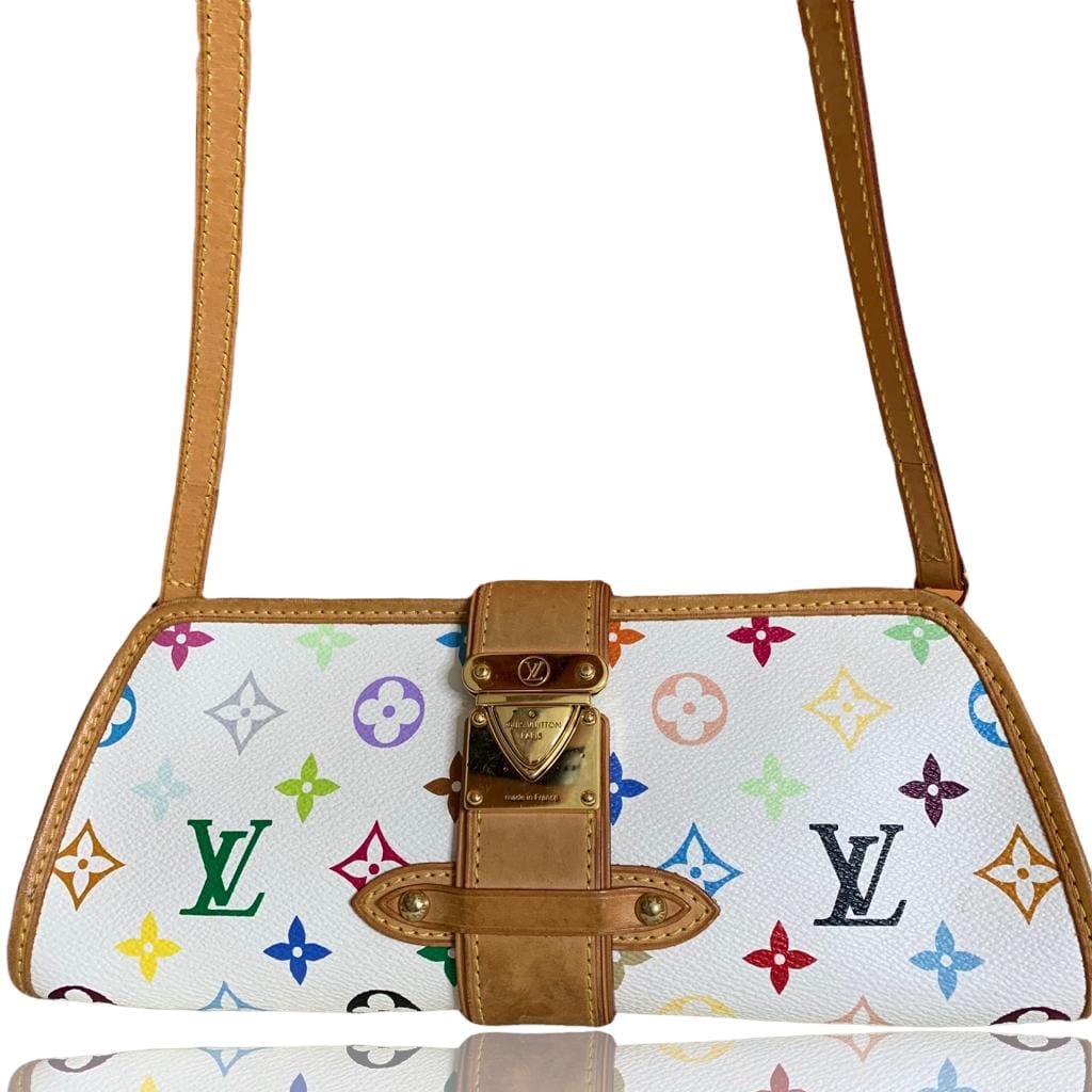 AUTHENTIC Louis Vuitton Shirley Clutch White Multicolore PREOWNED