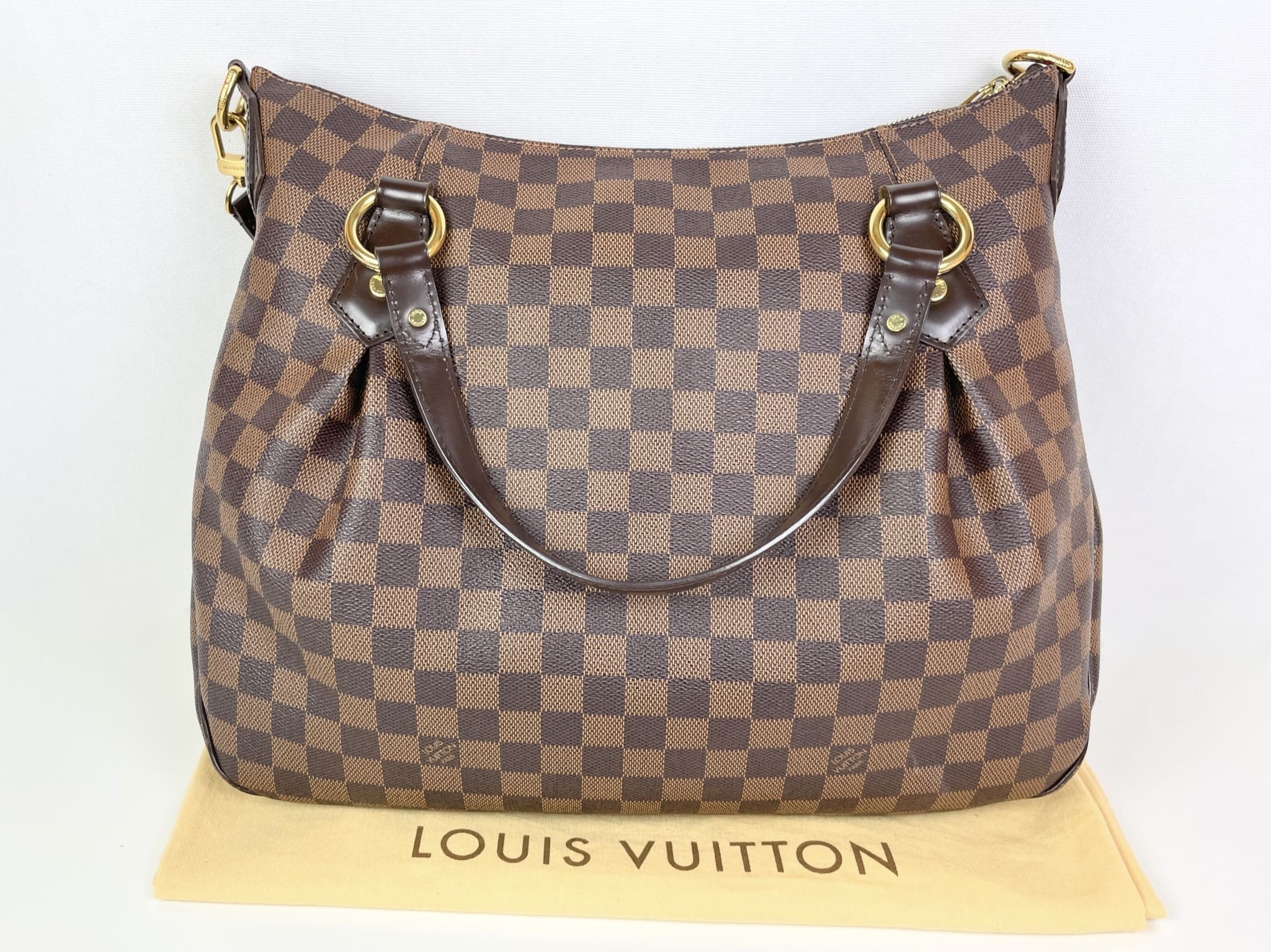 Louis Vuitton Damier Ebene Evora MM Tote Shoulder Bag