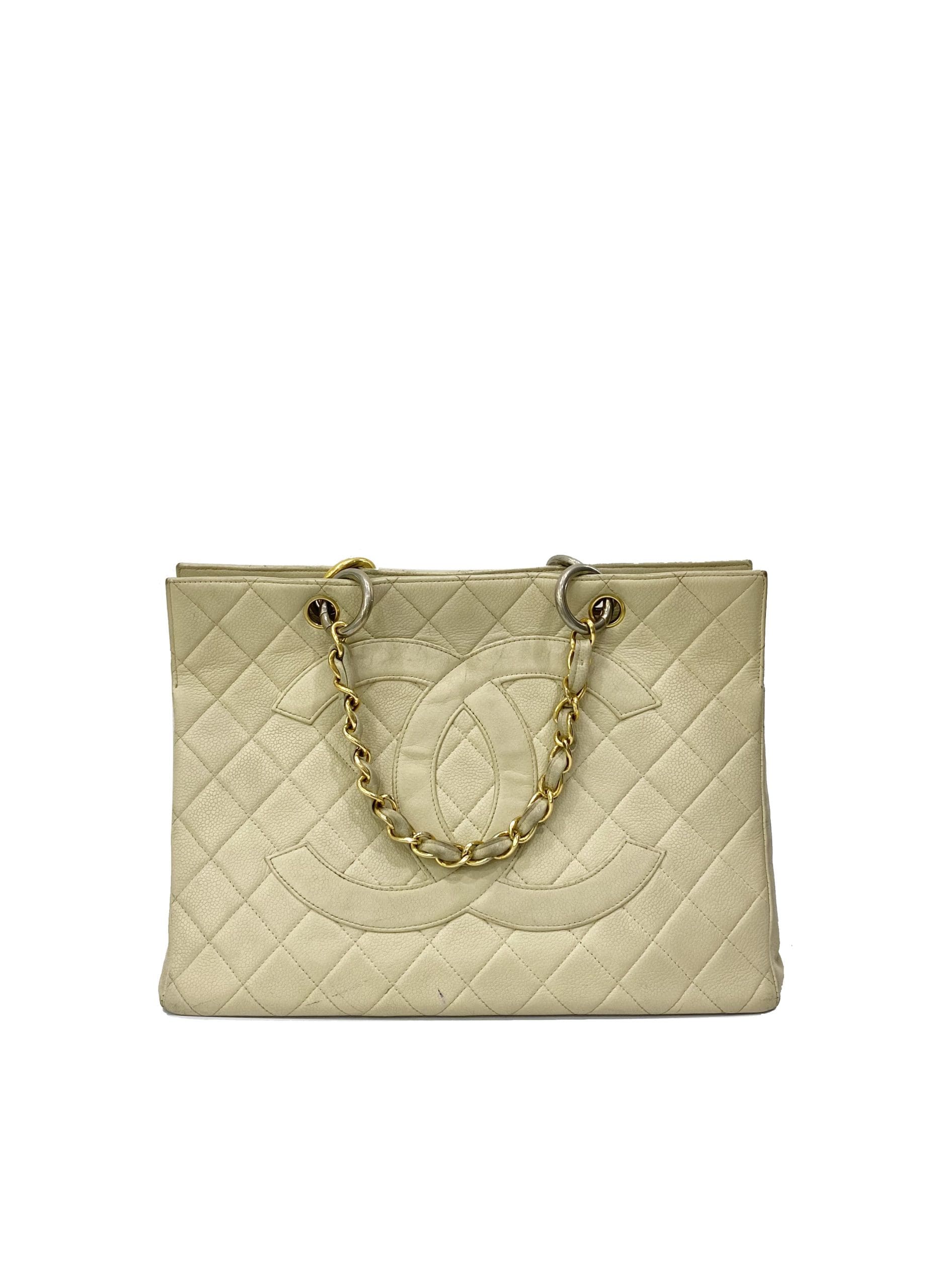 Chanel Shopping Tote Beige Caviar Leather