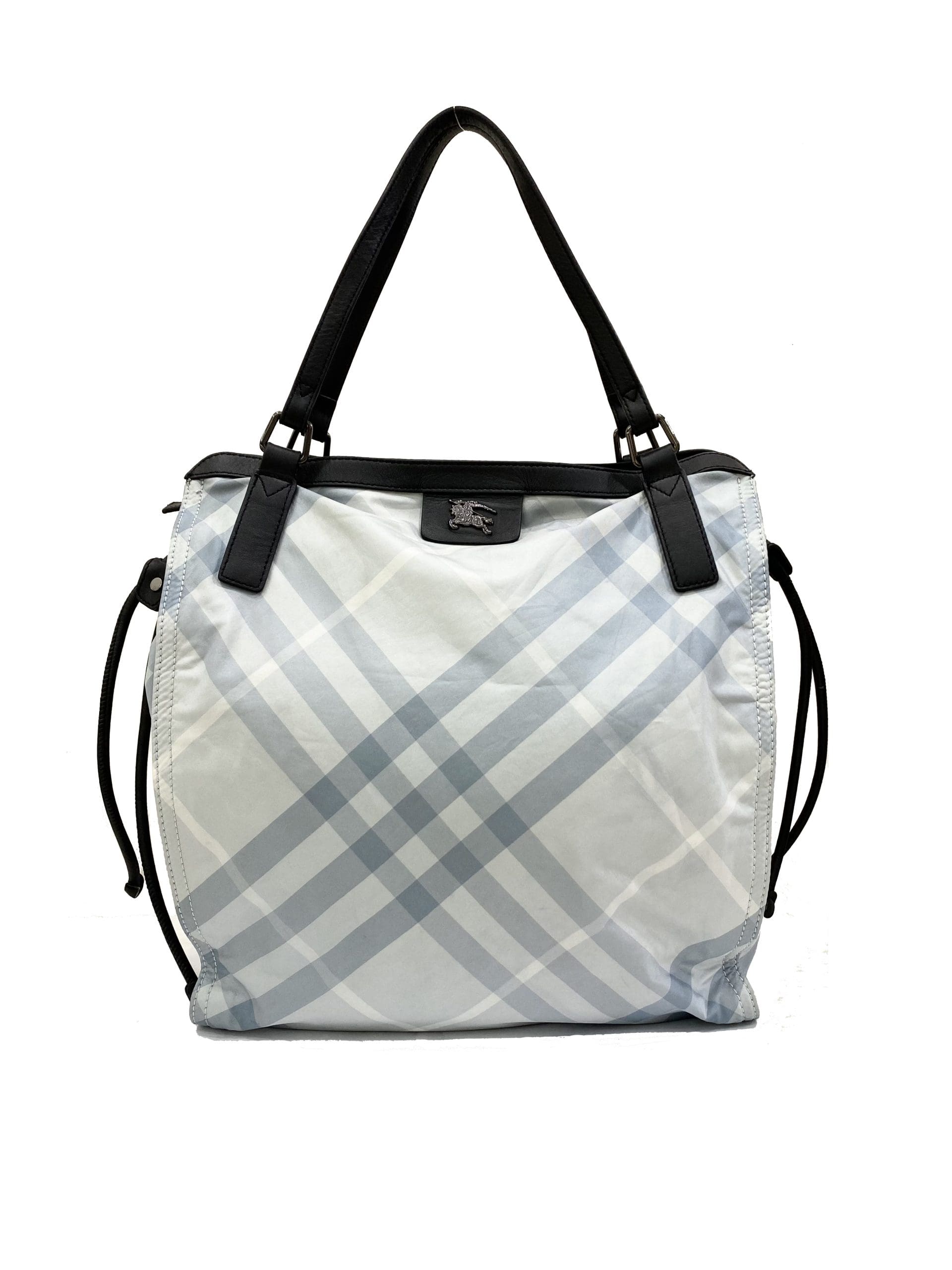 BURBERRY Vintage Packable Nylon Grey Check Tote Bag - Reetzy